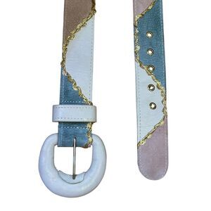 Vintage‎ Pastel Patchwork Suede & Leather Belt